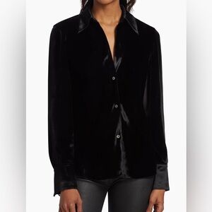 NWT Vince Black Velvet button up Shirt $395 size XL